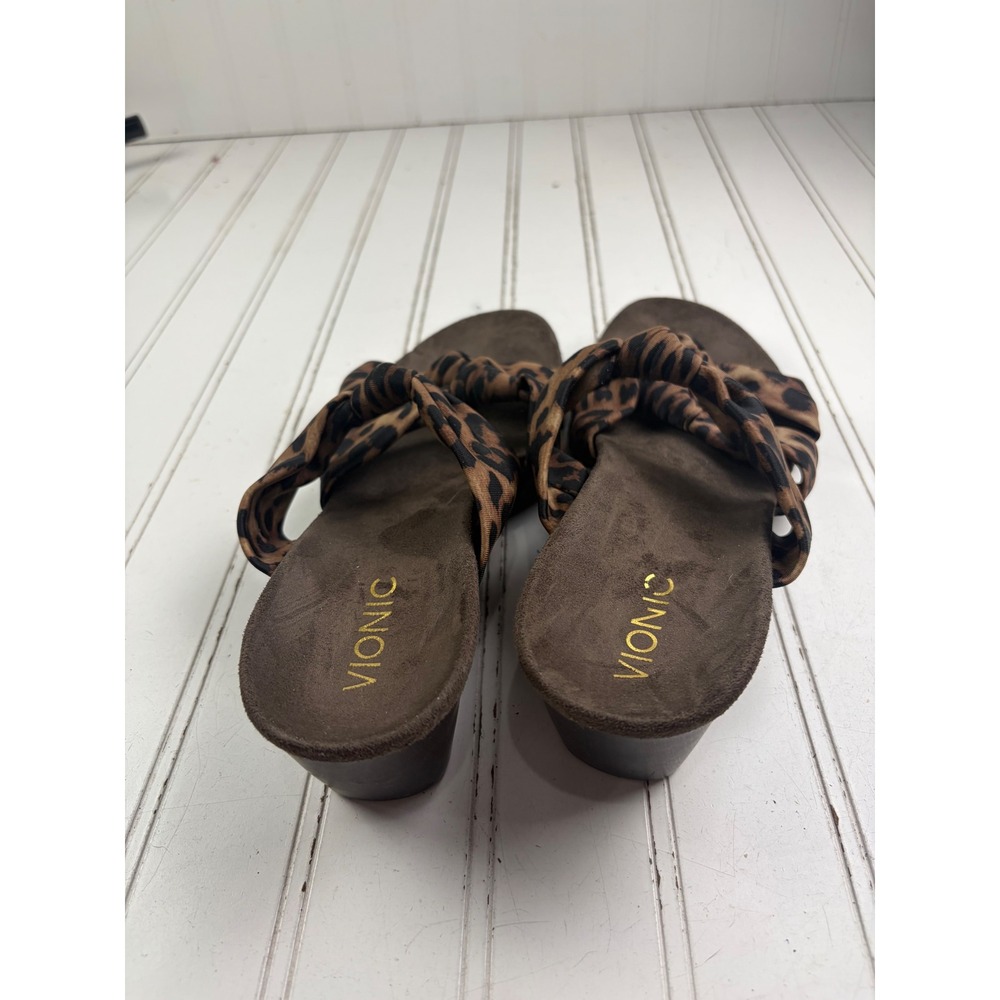Vionic Leopard Print Triple Knot Park Rizzo Wedge Sandals Women's Size 8-8.5 - Picture 4 of 9